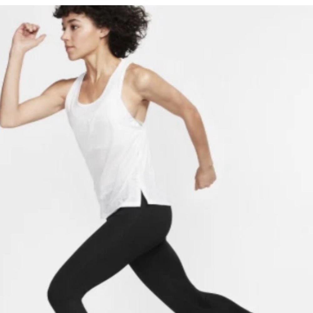 Nike Black Cropped Leggings with White Mesh Tank Top